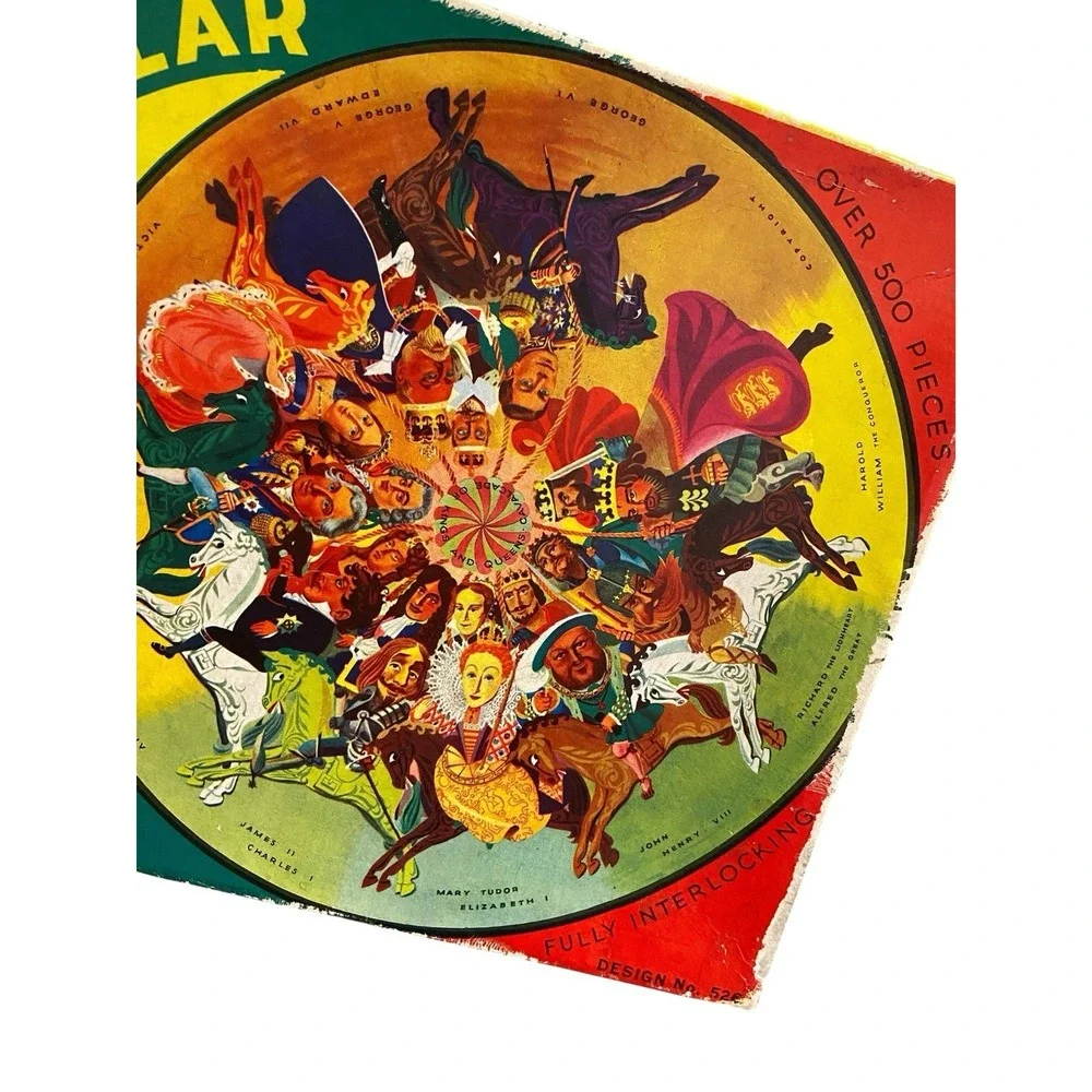 Vintage Waddingtons Circular Jig-Saw Kings & Queens of England 500+ Pc Puzzle